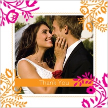 Wedding Thank You Card with photo - orange & pink nights