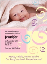 Birth Announcement with photo - spirals Birth Announcement with photo - spirals