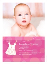 Birth Announcement with photo - baby dots