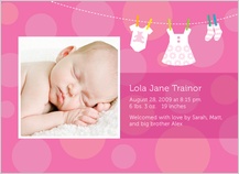 Birth Announcement with photo - baby dots