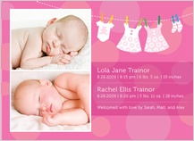Multiples Birth Announcement with photo - baby dots