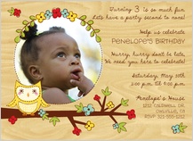 Birthday Party Invitation with photo - whimsey owl kid's photo birthday invite Birthday Party Invitation with photo - whimsey owl kid's photo birthday invite