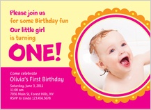 Birthday Party Invitation with photo - turning one! Birthday Party Invitation with photo - turning one!