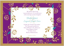 Wedding Invitation - golden flowers