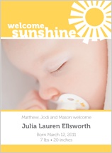 Birth Announcement - welcome sunshine
