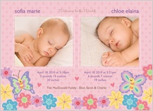 Multiples Birth Announcement with photo - bugs