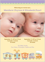 Multiples Birth Announcement with photo - circus