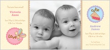 Multiples Birth Announcement with photo - cutie pie