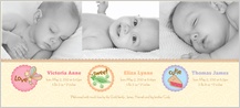 Multiples Birth Announcement with photo - cutie pie 2
