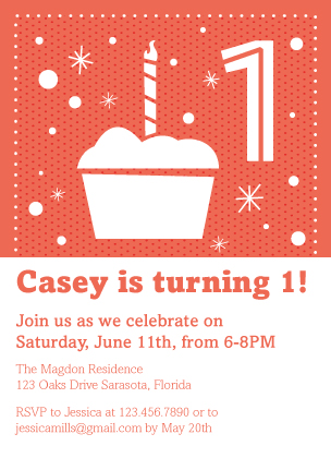 Birthday Party Invitation - Cupcake Celebration