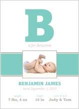 Birth Announcement with photo - b is for baby