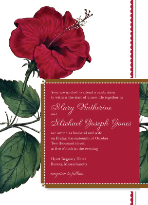 Wedding Invitation - Vintage Hibiscus