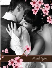 Wedding Thank You Card with photo - cherry blossom time