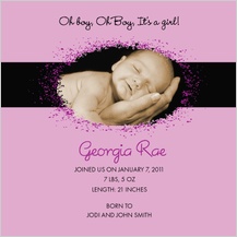 Birth Announcement with photo - dot bursts