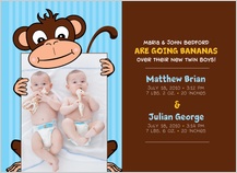 Multiples Birth Announcement with photo - going bananas