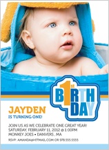 Birthday Party Invitation with photo - first birthday wishes