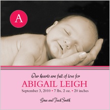 Birth Announcement with photo - baby monostripe
