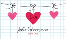 Place Card - modern hanging hearts monogram wedding collection Place Card - modern hanging hearts monogram wedding collection