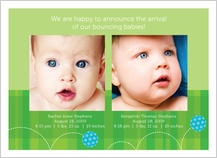 Multiples Birth Announcement with photo - baby ball