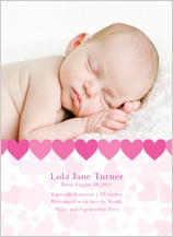 Birth Announcement with photo - heart shower