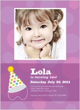Birthday Party Invitation with photo - party hat Birthday Party Invitation with photo - party hat
