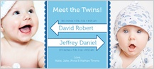 Multiples Birth Announcement with photo - double the fun