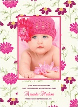 Birth Announcement with photo - flower garden