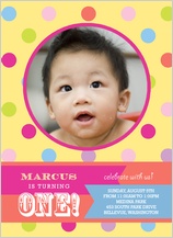 Birthday Party Invitation with photo - yummy dots 1st birthday party Birthday Party Invitation with photo - yummy dots 1st birthday party