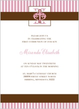 First Communion Invitation - striped first communion