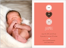 Birth Announcement with photo - button cute