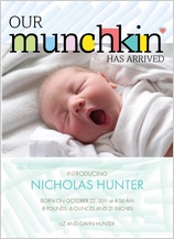 Birth Announcement with photo - joyful letters:boy