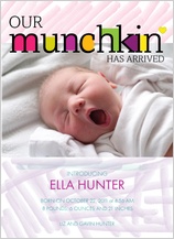 Birth Announcement with photo - joyful letters:girl