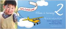 Birthday Party Invitation with photo - airplane banner Birthday Party Invitation with photo - airplane banner