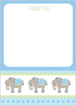 Baby Thank You Card - elephant parade (boy) Baby Thank You Card - elephant parade (boy)