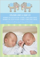 Multiples Birth Announcement with photo - elephant parade