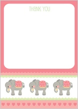 Baby Thank You Card - elephant parade (girl) Baby Thank You Card - elephant parade (girl)