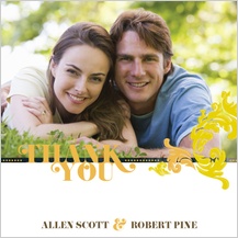 Wedding Thank You Card with photo - simple flourish
