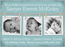 Birth Announcement with photo - baby clothesline Birth Announcement with photo - baby clothesline